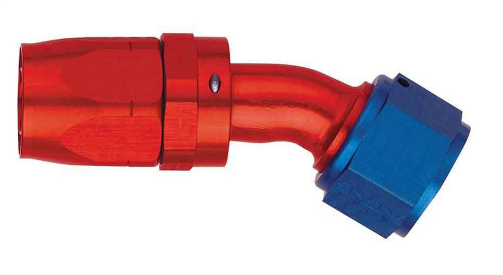 Fitting - Hose End - AQP/Startlite - 30 Degree - 6 AN Hose to 6 AN Female Swivel - Aluminum - Blue / Red Anodized - Each