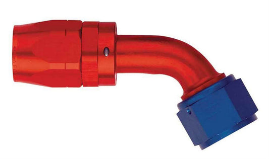 Fitting - Hose End - AQP/Startlite - 60 Degree - 6 AN Hose to 6 AN Female Swivel - Aluminum - Blue / Red Anodized - Each