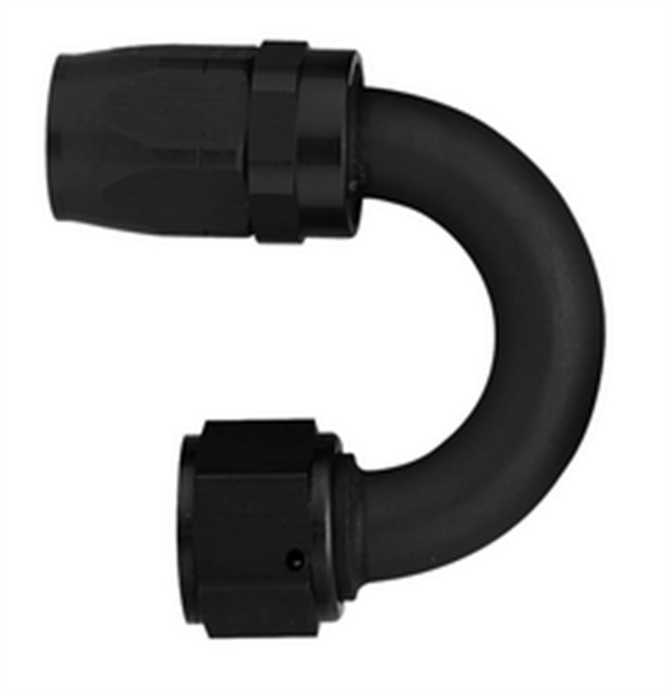 Fitting - Hose End - AQP/Startlite - 180 Degree - 6 AN Hose to 6 AN Female Swivel - Aluminum - Black Anodized - Each