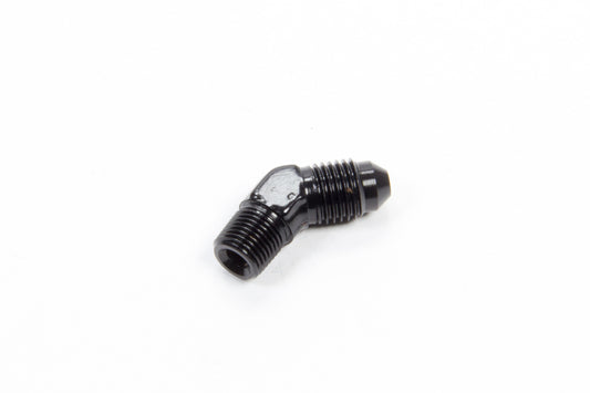 Fitting - Adapter - 45 Degree - 4 AN Male to 1/8 in NPT Male - Aluminum - Black Anodized - Each