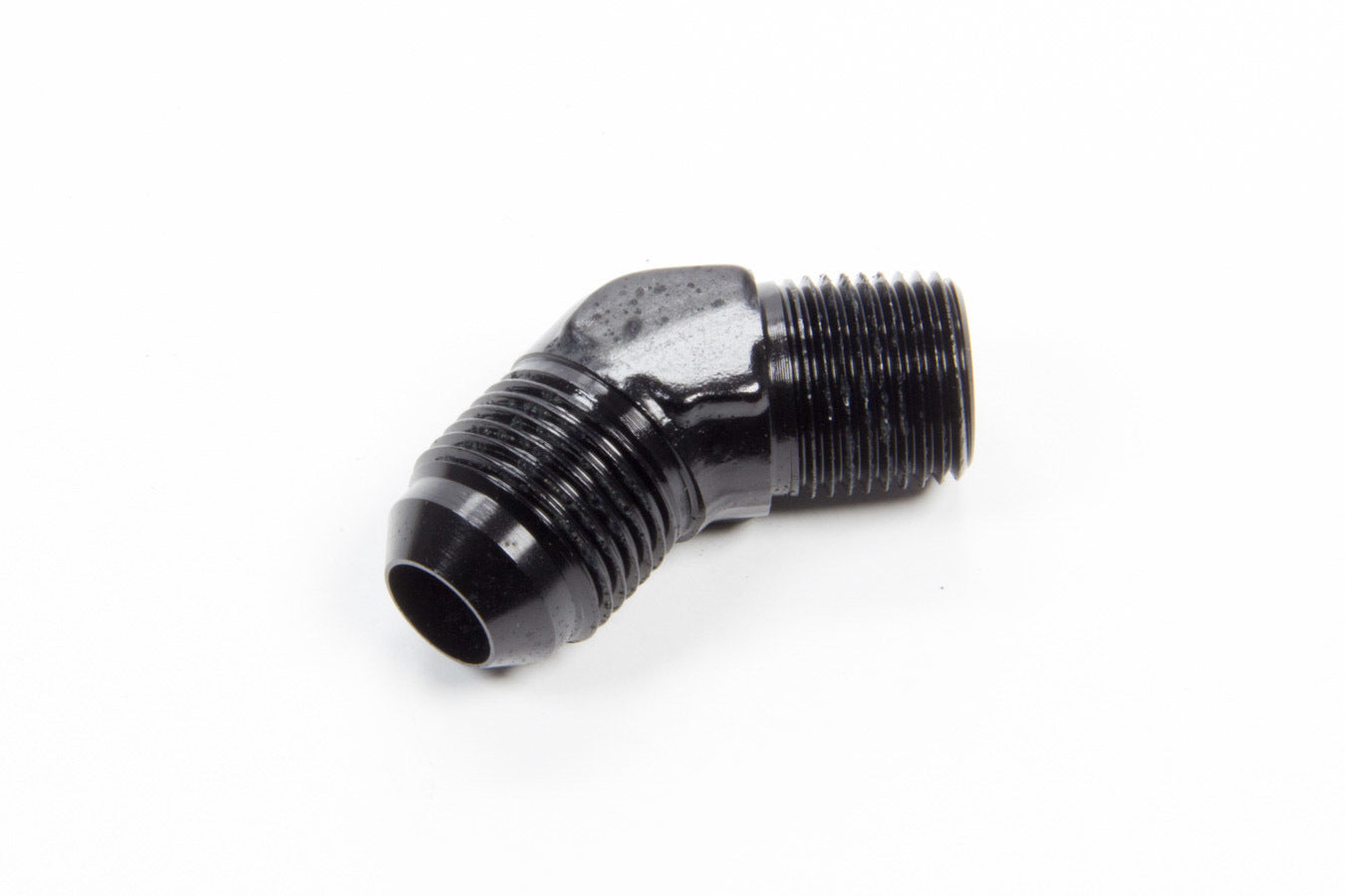 Fitting - Adapter - 45 Degree - 8 AN Male to 3/8 in NPT Male - Aluminum - Black Anodized - Each