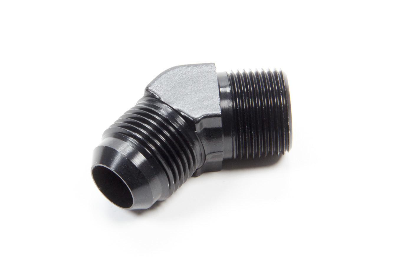 Fitting - Adapter - 45 Degree - 12 AN Male to 3/4 in NPT Male - Aluminum - Black Anodized - Each