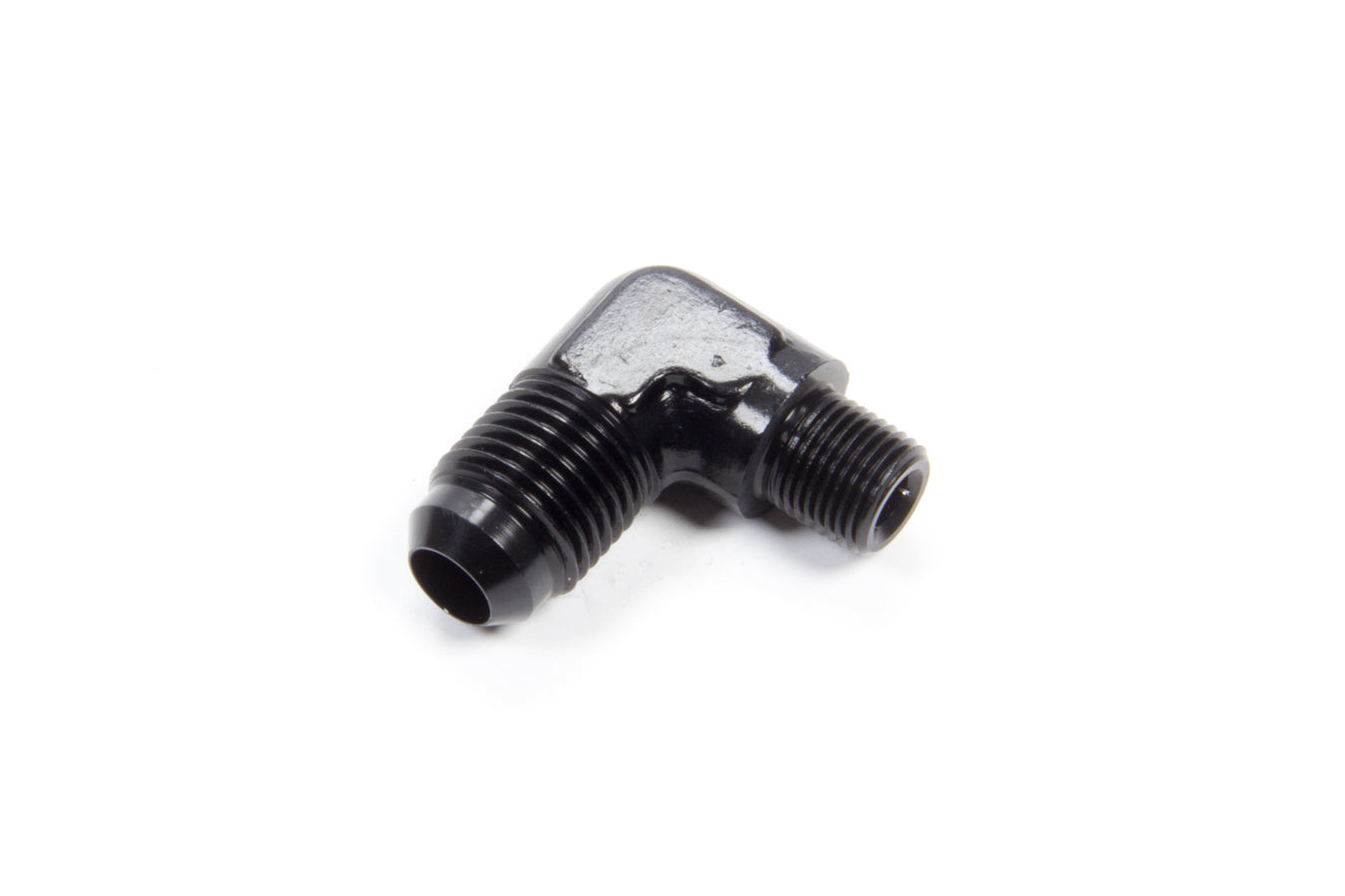 Fitting - Adapter - 90 Degree - 6 AN Male to 1/8 in NPT Male - Aluminum - Black Anodized - Each