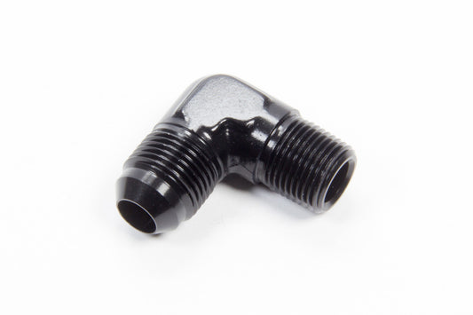 Fitting - Adapter - 90 Degree - 8 AN Male to 3/8 in NPT Male - Aluminum - Black Anodized - Each