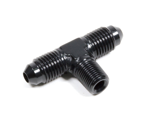 Fitting - Adapter Tee - 4 AN Male x 4 AN Male x 1/8 in NPT Male - Aluminum - Black Anodized - Each