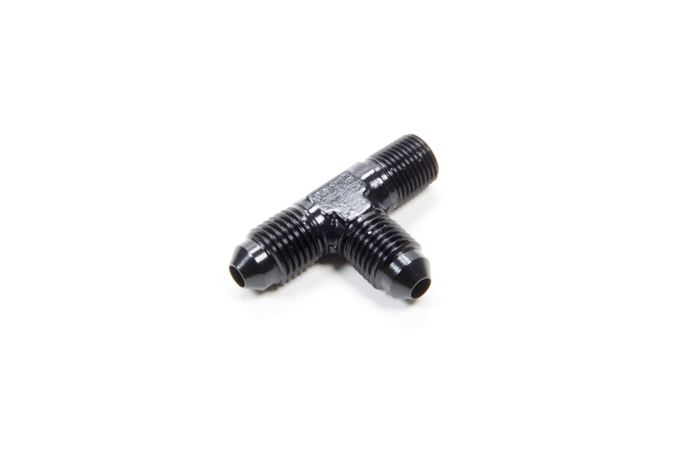 Fitting - Adapter Tee - 4 AN Male x 4 AN Male x 1/8 in NPT Male - Aluminum - Black Anodized - Each