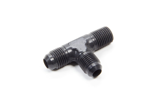 Fitting - Adapter Tee - 6 AN Male x 6 AN Male x 1/4 in NPT Male - Aluminum - Black Anodized - Each