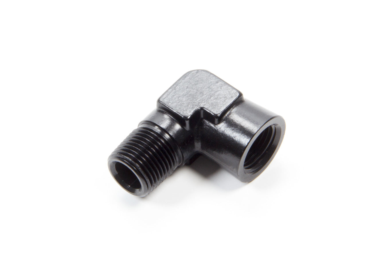 Fitting - Adapter - 90 Degree - 3/8 in NPT Female to 3/8 in NPT Male - Aluminum - Black Anodized - Each