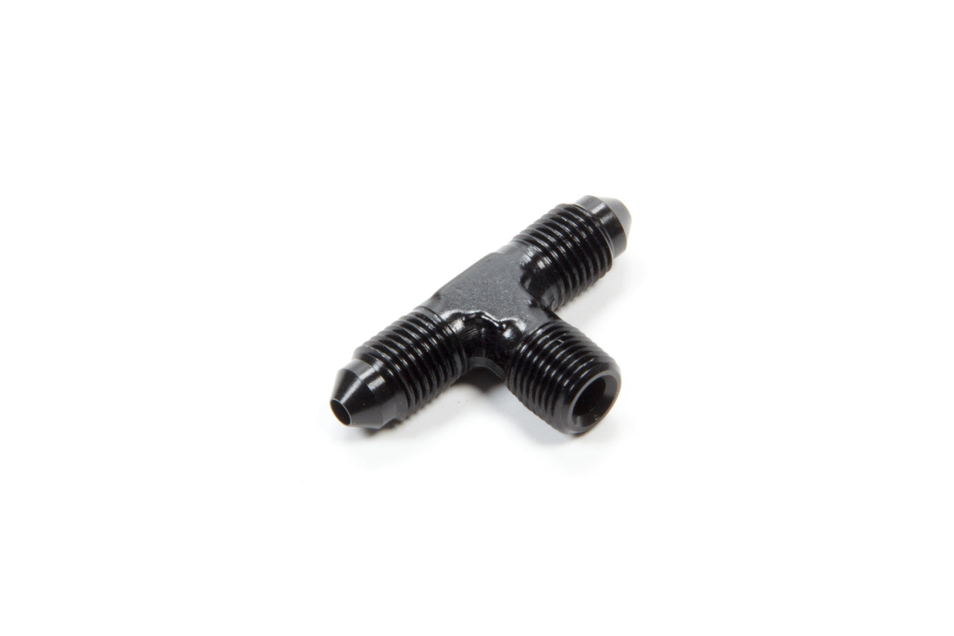 Fitting - Adapter Tee - 3 AN Male x 3 AN Male - 1/8 in NPT Male - Aluminum - Black Anodized - Each