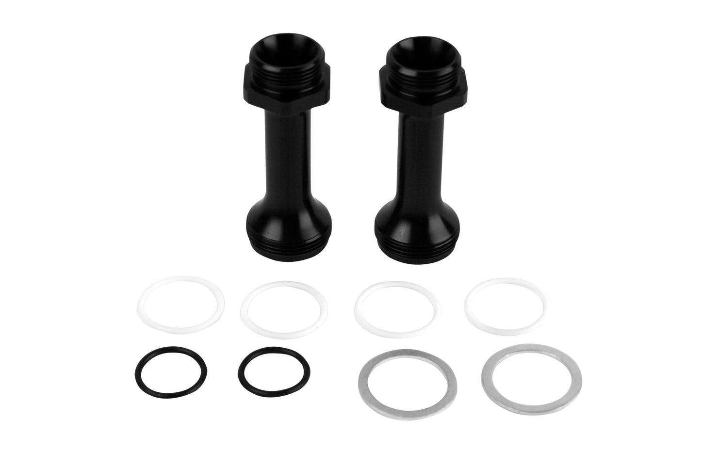 Carburetor Inlet Fitting - Straight - 7/8-20 in Male O-Ring to 7/8-20 in Male O-Ring Outlet - Aluminum - Black Anodized - Holley Carburetors - Pair