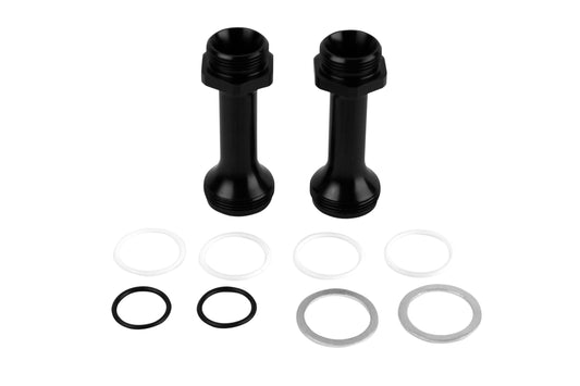 Carburetor Inlet Fitting - Straight - 7/8-20 in Male O-Ring to 7/8-20 in Male O-Ring Outlet - Aluminum - Black Anodized - Holley Carburetors - Pair