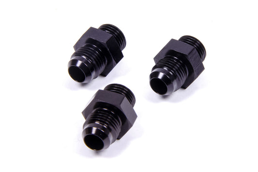 Regulator Fitting Kit - Three 6 AN Male to 6 AN Male O-Ring - Aluminum - Black Anodized - Aeromotive Regulators - Kit