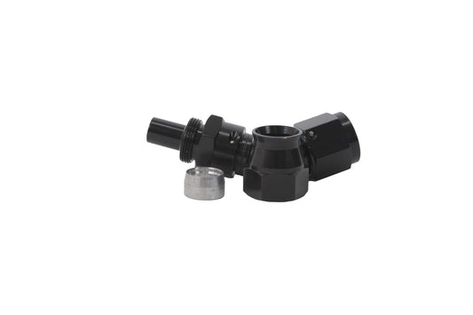 Fitting - Hose End - PTFE Racing Hose - 45 Degree - 8 AN Hose to 8 AN Female Swivel - Aluminum - Black Anodized - Each