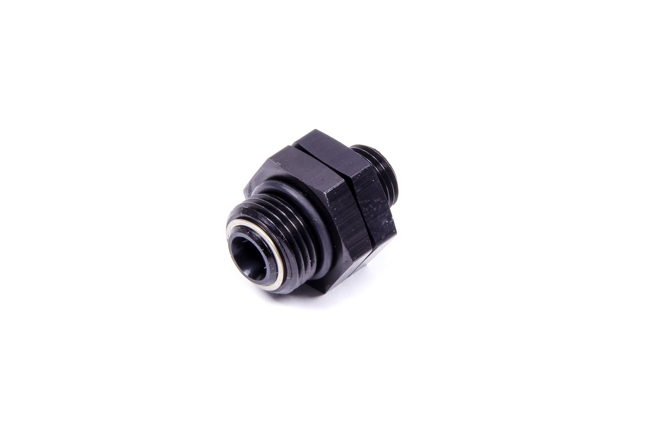 Fitting - Adapter - Straight - 8 AN Male O-Ring Swivel to 6 AN Male O-Ring - Aluminum - Black Anodized - Each