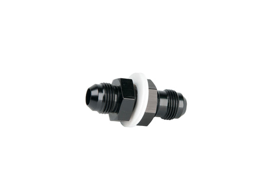 Fitting - Bulkhead - Straight - 8 AN Male to 8 AN Male Bulkhead - Aluminum - Black Anodized - Each