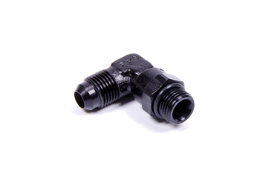 Fitting - Adapter - 90 Degree - 6 AN Male to 6 AN Male O-Ring Swivel - Aluminum - Black Anodized - Each