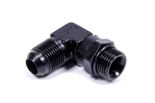 Fitting - Adapter - 90 Degree - 10 AN Male to 10 AN Male O-Ring Swivel - Aluminum - Black Anodized - Each