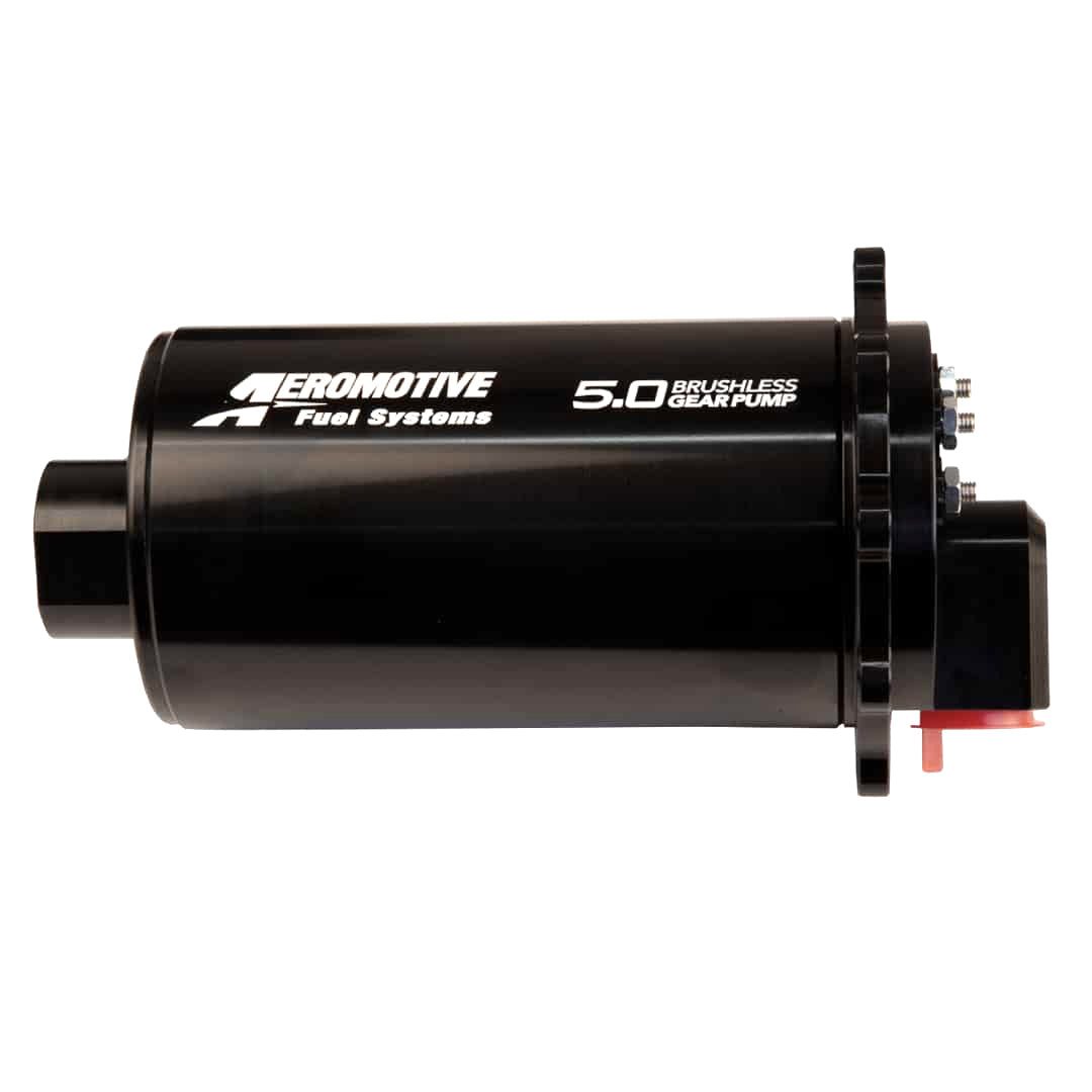 Fuel Pump - Electric - 5.0 Brushless - In-Line - 1700 lb/hr at 40 psi - 12 AN Female O-Ring Inlet - 10 AN Female O-Ring Outlet - Aluminum - Black Anodized - Each