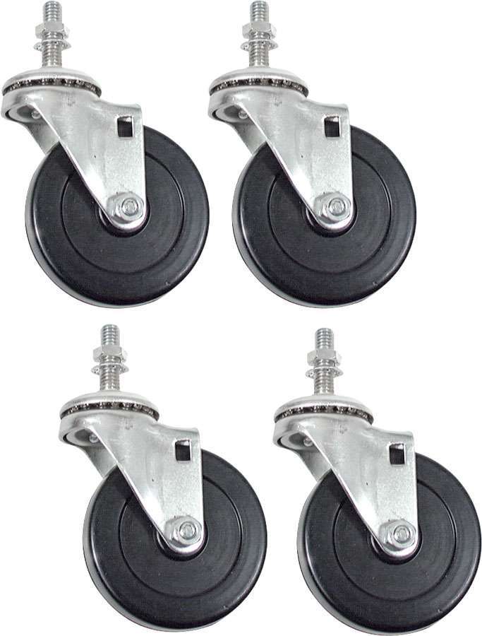 Engine Cradle Casters - Standard Duty - 3/8 in Studs - 3 in Wheels - Rubber / Steel - Standard Duty Engine Cradles - Set of 4