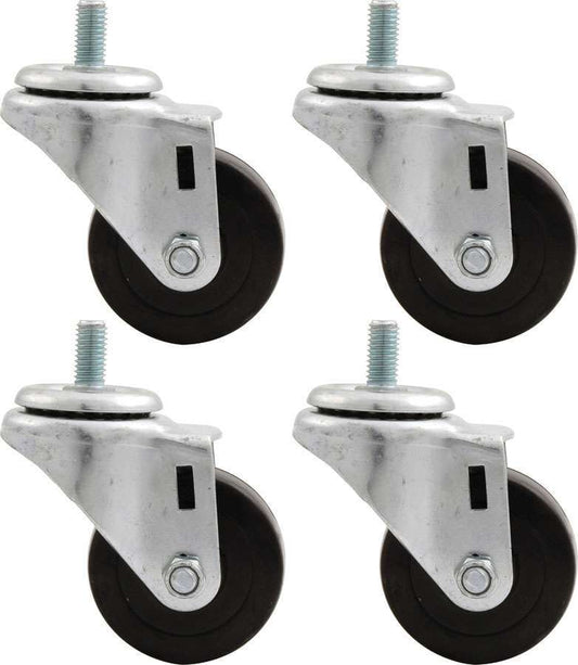 Engine Cradle Casters - Heavy Duty - 1/2 in Studs - 3 in Wheels - Rubber / Steel - Heavy Duty Engine Cradles - Set of 4