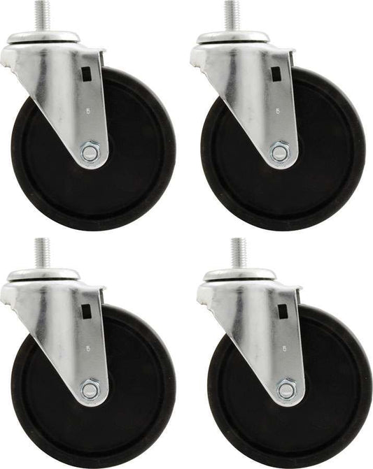 Engine Cradle Casters - Heavy Duty - 1-2 in Studs - 5 in Wheels - Rubber / Steel - Heavy Duty Engine Cradles - Set of 4