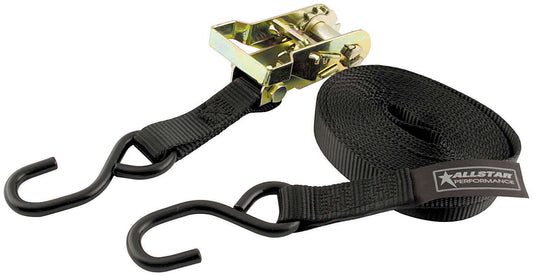 Ratchet Tie Down - Heavy Duty - 1 in Wide - 16 ft Long - 1000 lb Capacity - Adjustable - Black - Each