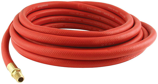 Air Hose - 0.375 in ID - 25 ft Long - Fittings Included - Rubber / Brass - Black - Each