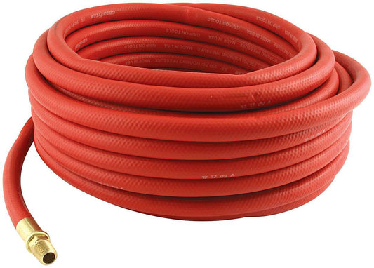 Air Hose - 0.375 in ID - 50 ft Long - Fittings Included - Rubber / Brass - Black - Each