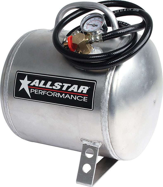 Compressed Air Tank - Portable - 2.75 gal - 9 in Diameter - 11 in Long - Hose Included - Aluminum - Polished - Each