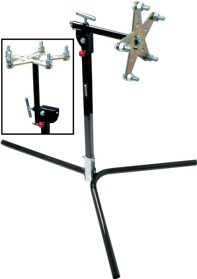 Tire Prep Stand - Manual - Pivoting Head - Steel - Black Paint / Cadmium - 5 x 5 / Wide 5 Wheels - Black Paint - Kit