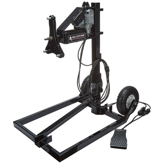 Tire Prep Stand - Electric - 110V - Cart / Foot Pedal / Motor / Wheels - 5 x 5 / Wide 5 Wheels - Black Paint - Kit