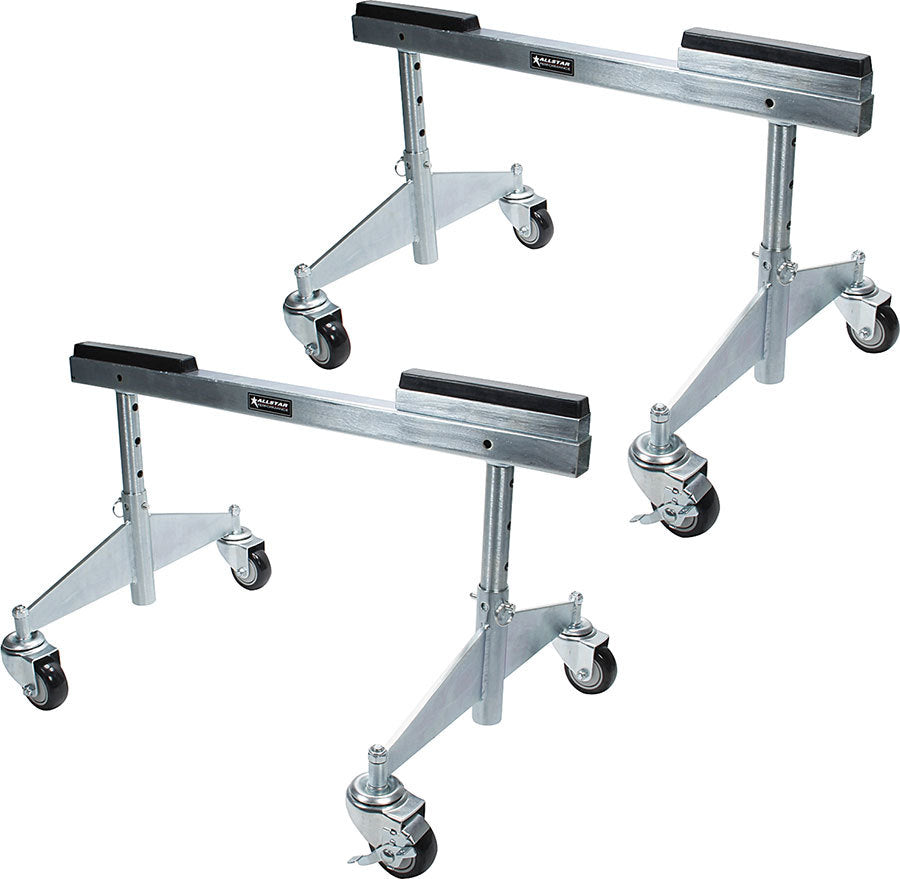 Chassis Dollies - 30 in Wide - 13-19 in Height Adjustable - Collapsible - Removable 1 in Block Included - Up to 2000 Pounds - Steel - Natural - Pair