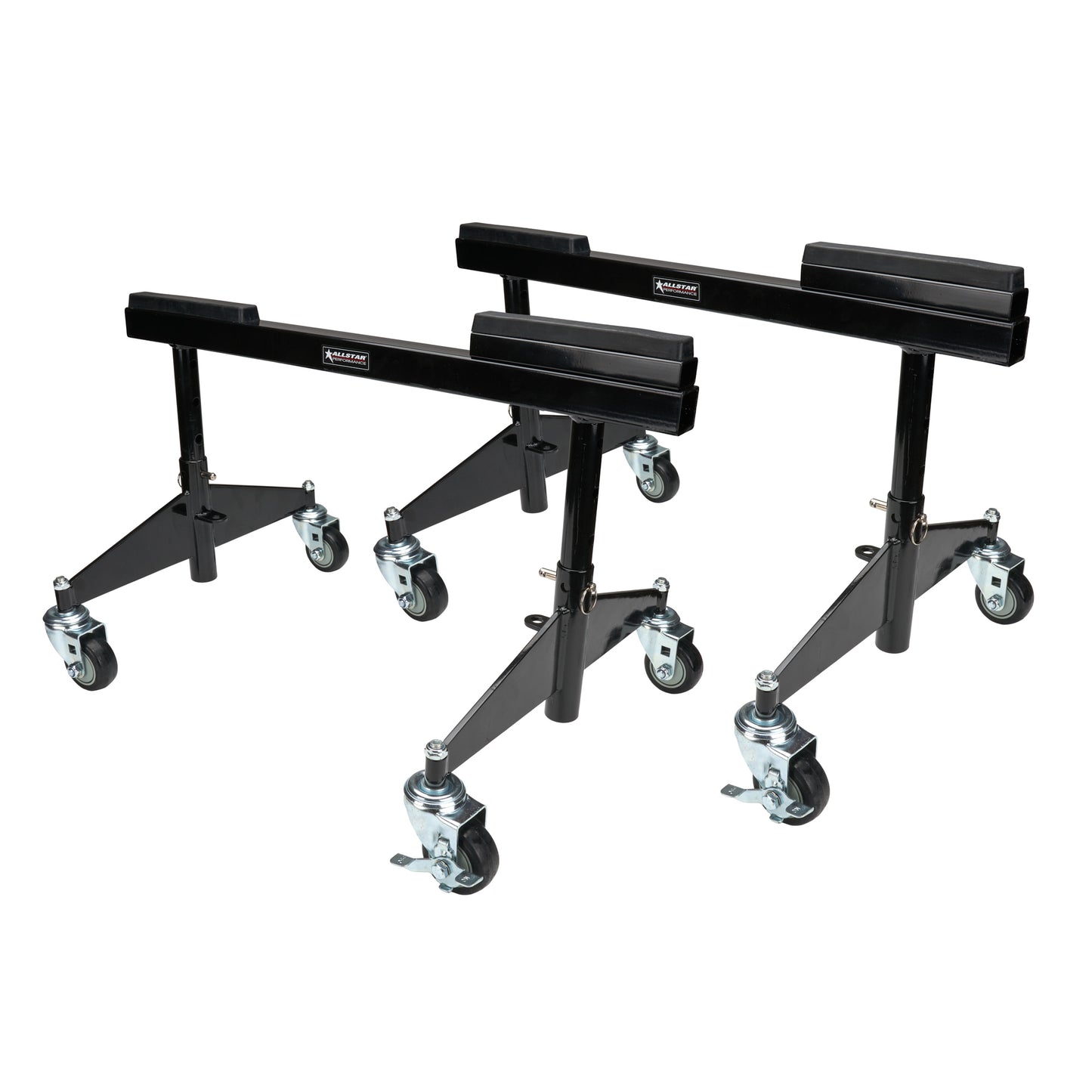 Chassis Dollies - 30 in Wide - 13-19 in Height Adjustable - Collapsible - Removable 1 in Block Included - Up to 2000 lbs - Steel - Black Powder Coat - Pair