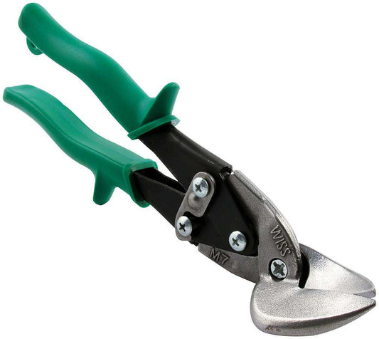 Tin Snips - Right Hand Cut - 1-1/4 in Long Blades - 9-1/4 in Long - Steel - Green Cushioned Grip - Steel - Each