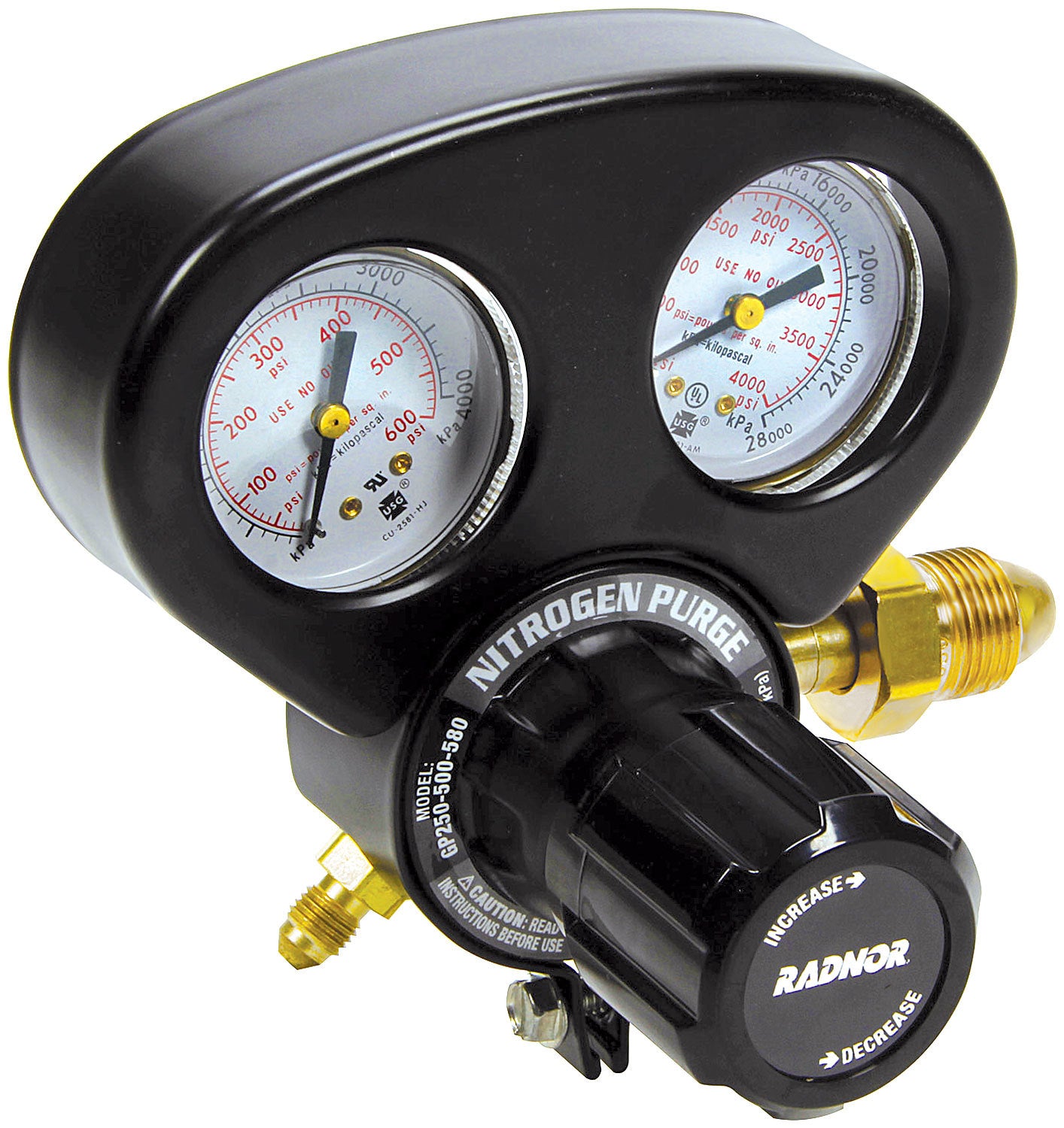 Air Regulator - 10-500 psi - Dual Gauge - Brass - Natural - Allstar Air Jacks - Each