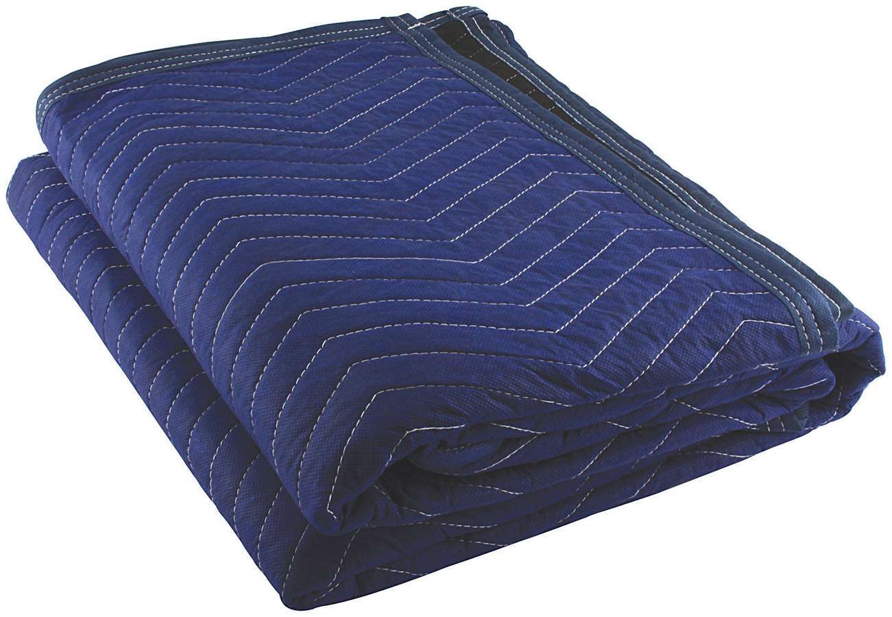 Moving Blanket - 72 x 80 in Rectangle - Quilted - Bound Edged - Blue - Each