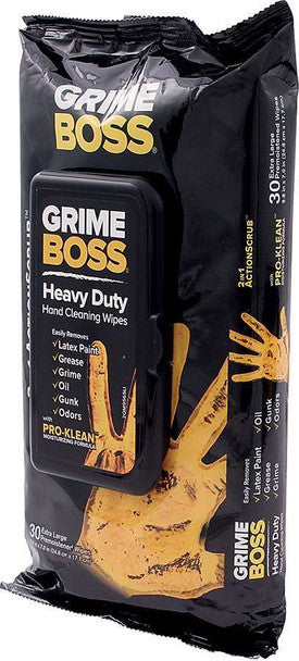 Grime Boss Heavy Duty Cleaning Wipes, 30 count