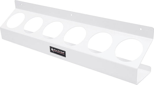 Aerosol Can Holder - 23 in Long - 3.5 in Deep - 5.5 in Tall - 6 Can Capacity - Steel - White Paint - Each