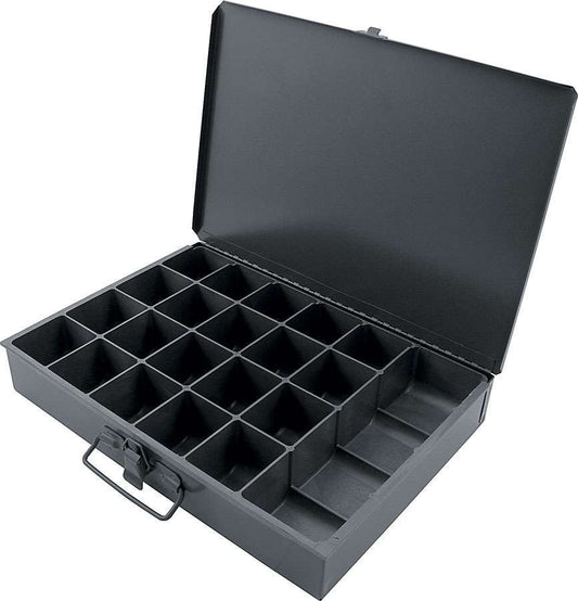 Universal Storage Case - 9.5 x 13.5 x 2 in - 21 Compartment - Steel - Gray Paint - Each