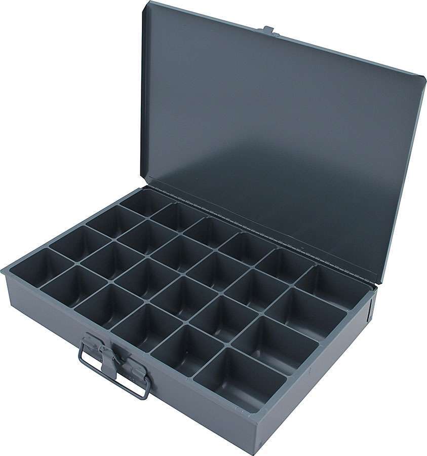 Universal Storage Case - 9.5 x 13.5 x 2 in - 24 Compartment - Steel - Gray Paint - Each