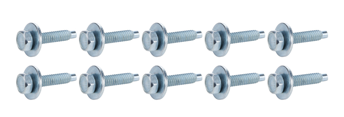 Body Bolt Kit - 1/4-20 in Thread - 1.125 in Long - Hex Head - Steel - Zinc Oxide - Set of 10