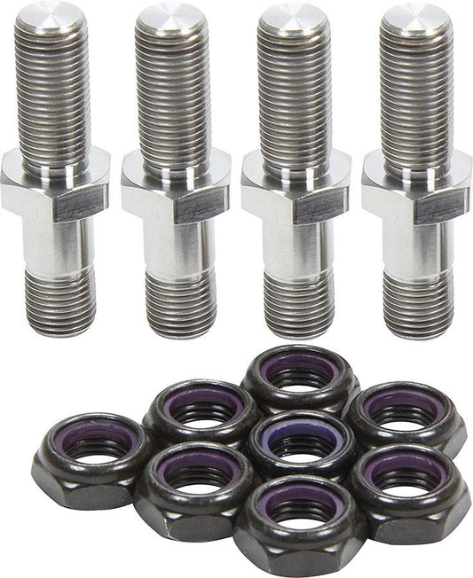 Steering Stud - 1/2-20 in Thread - 2.350 / 2.475 in Long - Hex Nuts - Titanium - Natural - Sprint Car - Kit