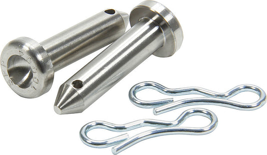 Top Wing Pin - Height Adjustment - 7/8 in Long - 1/4 in OD - Clips - Titanium - Natural - Sprint Car - Kit