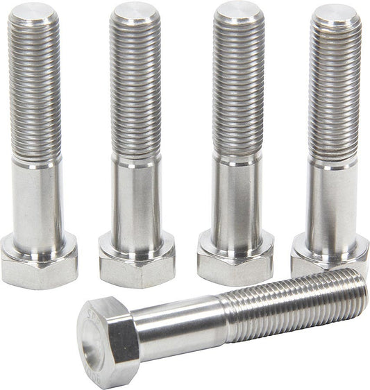 Pinch Bolt - 3/8-24 in Thread - 1.875 in Long - Hex Head - Titanium - Natural - Pitman / Torsion Arms - Sprint Car - Set of 5