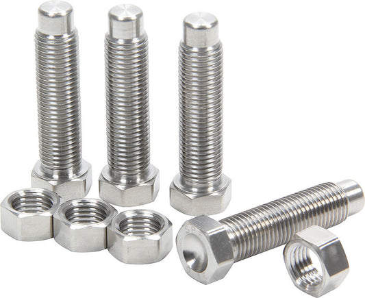 Torsion Stop Weight Adjuster Bolt - 7/16-20 in Thread - 1.750 in Long - Hex Head - Hex Nuts - Titanium - Natural - Torsion Stops - Sprint Car - Set of 4