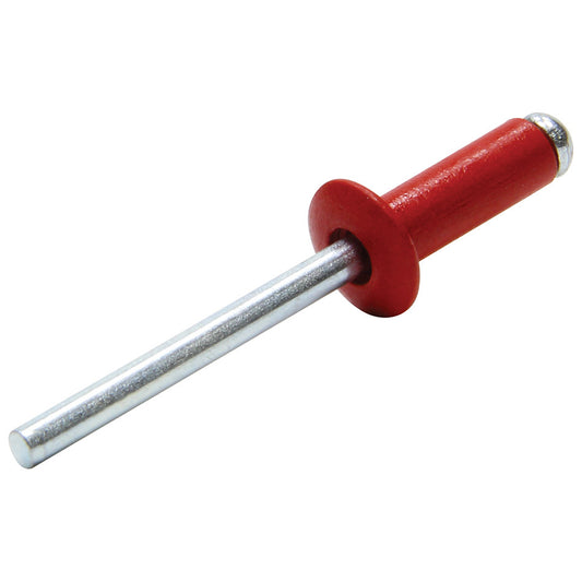 Rivet - Small - 3/8 in Head - 3/16 in Steel Mandrel - 1/4 to 3/8 in Grip Range - Aluminum - Red Paint - Set of 250