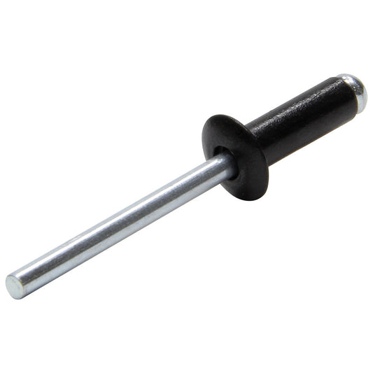 Rivet - Small - 3/8 in Head - 3/16 in Steel Mandrel - 1/4 to 3/8 in Grip Range - Aluminum - Black Paint - Set of 250