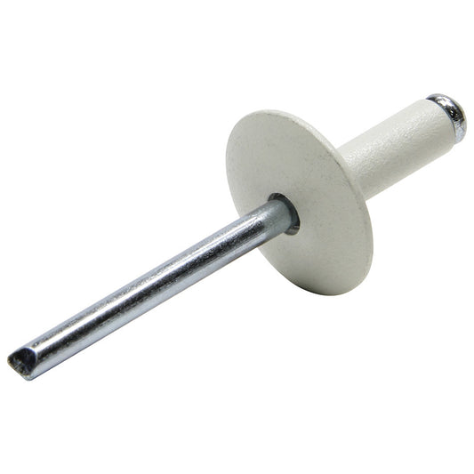 Rivet - Large - 5/8 in Head - 3/16 in Steel Mandrel - 1/4 to 3/8 in Grip Range - Aluminum - White Paint - Set of 250