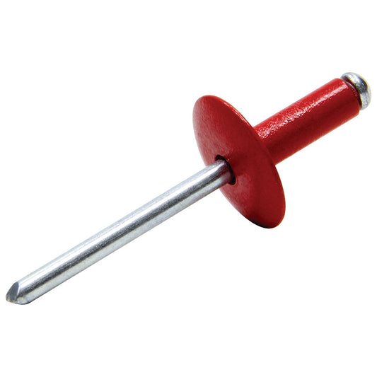 Rivet - Large - 5/8 in Head - 3/16 in Steel Mandrel - 1/4 to 3/8 in Grip Range - Aluminum - Red Paint - Set of 250