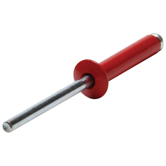 Rivet - Small - 3/8 in Head - 3/16 in Steel Mandrel - 5/8 to 3/4 in Grip Range - Aluminum - Red Paint - Set of 250